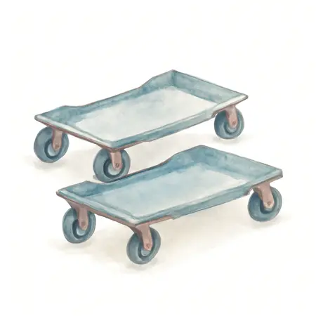 Water color illustrative image of a generic 2500 lb.  Capacity Professional Steel Vehicle Dollies, 2-Piece