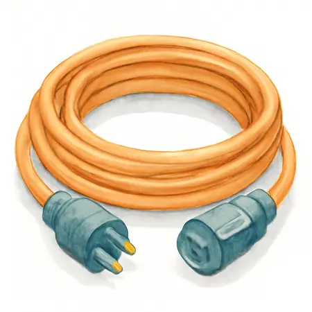 Water color illustrative image of a generic 25 ft. x 10 Gauge Generator Duty Twist Lock Extension Cord