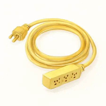 Water color illustrative image of a generic 25 ft. x 10/3 Gauge Triple Tap Extension Cord, Yellow