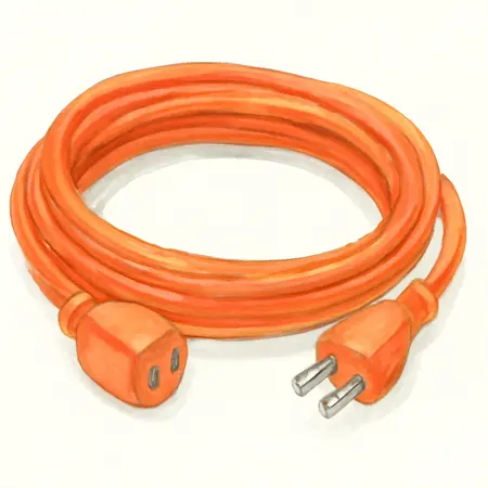 Water color illustrative image of a generic 25 ft. x 14/3 Gauge Indoor/Outdoor Extension Cord, Orange