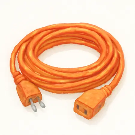 Water color illustrative image of a generic 25 ft. x 16/3 Gauge Indoor/Outdoor Extension Cord, Orange