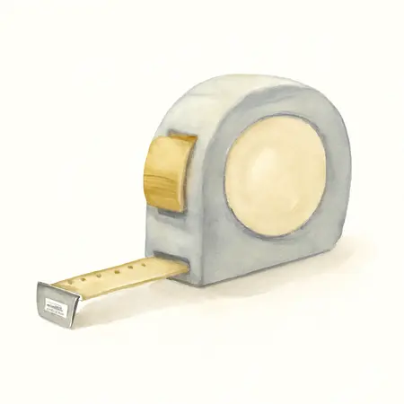 Water color illustrative image of a generic 25 ft. x 1 in. QuikFind Duralock Tape Measure