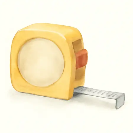 Water color illustrative image of a generic 25 ft. x 1 in. QuikFind Tape Measure with ABS Casing