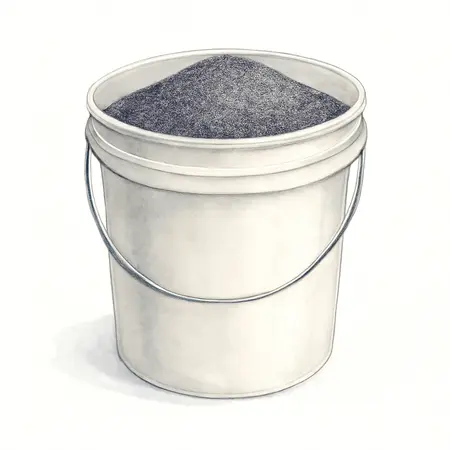 Water color illustrative image of a generic 25 lb. Black Aluminum Oxide 70 Grit Abrasive Media