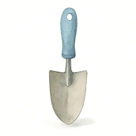 Water color illustrative image of a generic 27 in. Round Nose Mini Shovel with Comfort Grip Handle