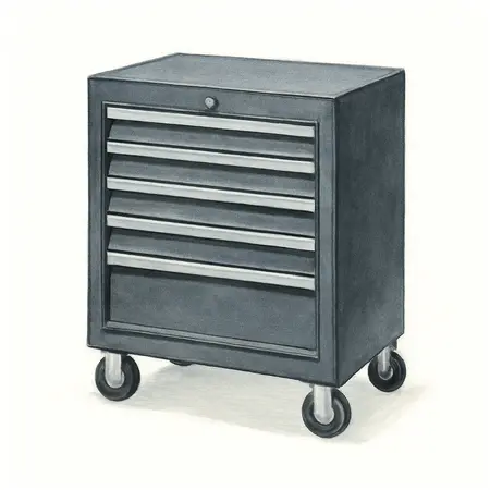 Water color illustrative image of a generic 27 in. x 22 in. Roll Cab, Series 3, Black