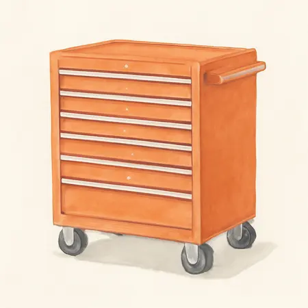 Water color illustrative image of a generic 27 in. x 22 in. Roll Cab, Series 3, Orange