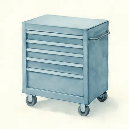 Water color illustrative image of a generic 27 in. x 22 in. Roll Cab, Series 3, Slate Gray