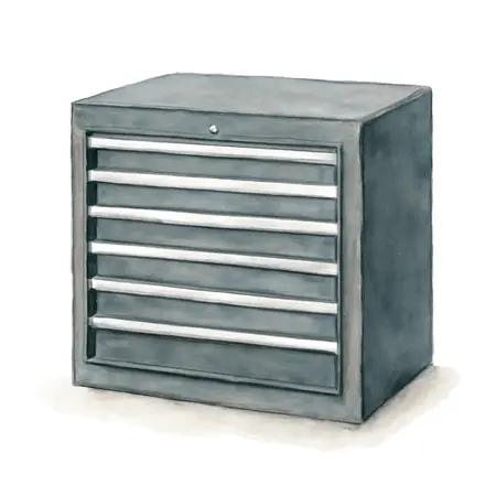 Water color illustrative image of a generic U.S. GENERAL 27 in. x 22 in. Top Chest, Series 3, Black