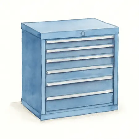 Water color illustrative image of a generic U.S. GENERAL 27 in. x 22 in. Top Chest, Series 3, Blue