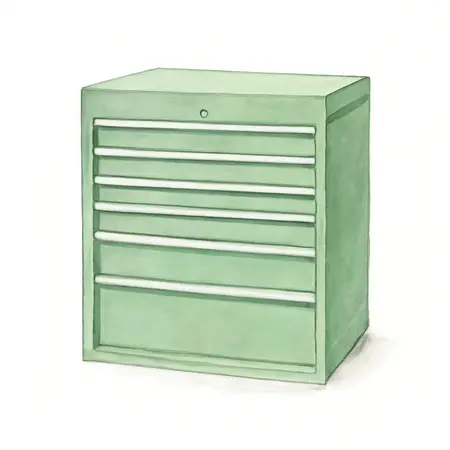 Water color illustrative image of a generic U.S. GENERAL 27 in. x 22 in. Top Chest, Series 3, Green