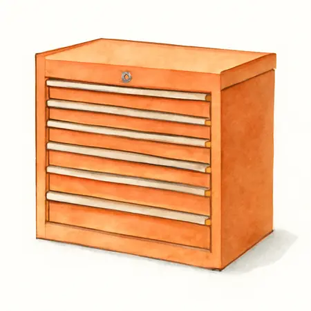 Water color illustrative image of a generic U.S. GENERAL 27 in. x 22 in. Top Chest, Series 3, Orange