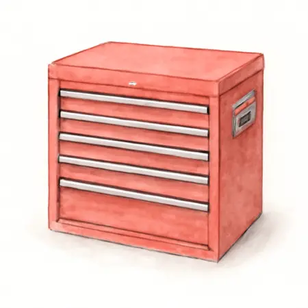 Water color illustrative image of a generic U.S. GENERAL 27 in. x 22 in. Top Chest, Series 3, Red