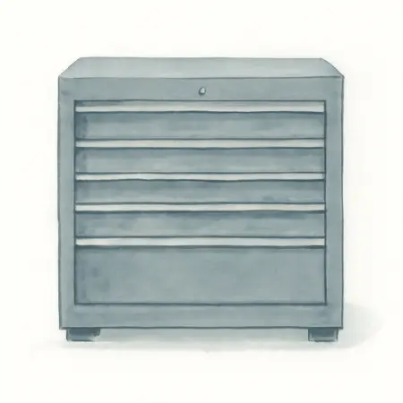 Water color illustrative image of a generic U.S. GENERAL 27 in. x 22 in. Top Chest, Series 3, Slate Gray