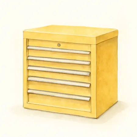 Water color illustrative image of a generic U.S. GENERAL 27 in. x 22 in. Top Chest, Series 3, Yellow