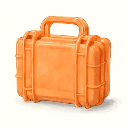 Water color illustrative image of a generic 2800 Weatherproof Protective Case, Medium, Orange