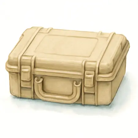 Water color illustrative image of a generic 2800 Weatherproof Protective Case, Medium, Tan