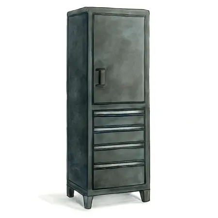 Water color illustrative image of a generic 28 in. Professional End Locker, Black