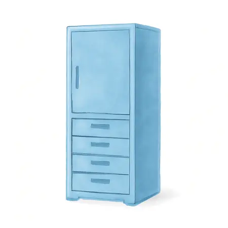 Water color illustrative image of a generic 28 in. Professional End Locker, Blue
