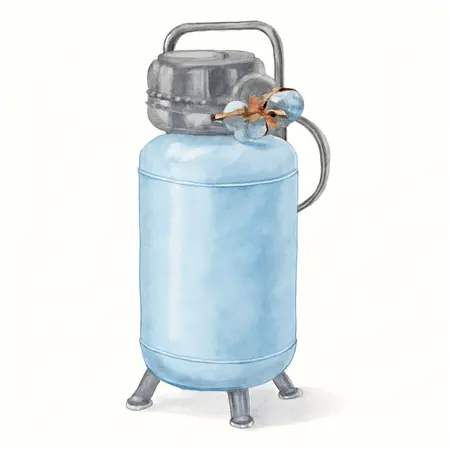 Water color illustrative image of a generic 29 gallon, 1.8 HP, 165 PSI Oil-Lube Vertical Air Compressor