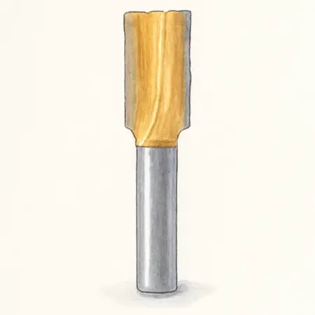 Water color illustrative image of a generic 2 Flute, 1/2 in. x 1 in. Straight Router Bit with 1/4 in. Shank