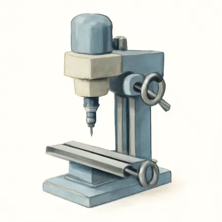 Water color illustrative image of a generic 2 Speed Benchtop Mill/Drill Machine