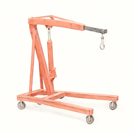 Water color illustrative image of a generic 2 Ton-Capacity Foldable Shop Crane