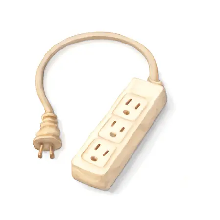 Water color illustrative image of a generic 2 ft. Triple Tap 3 Outlet Extension Cord