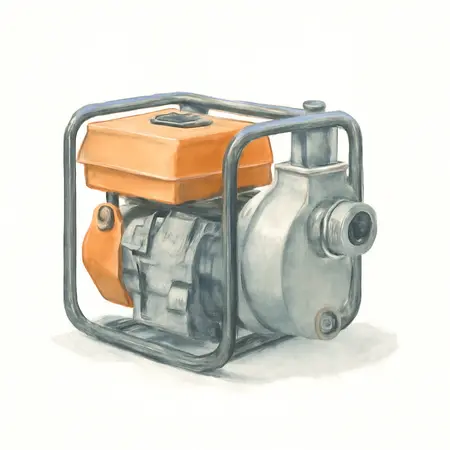 Water color illustrative image of a generic 2 in. 212cc Gasoline Engine Semi-Trash Water Pump - 158 GPM