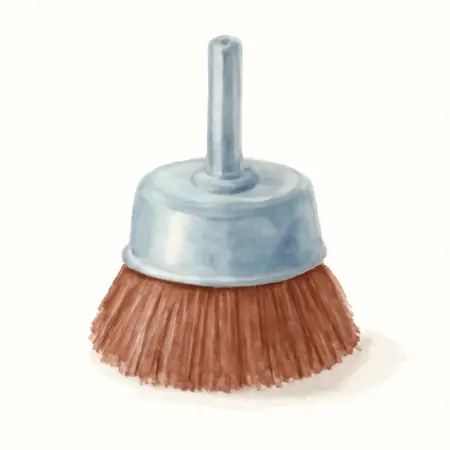 Water color illustrative image of a generic 2 in. 80 Grit Nylon Abrasive Cup Wheel with 1/4 in. Shank