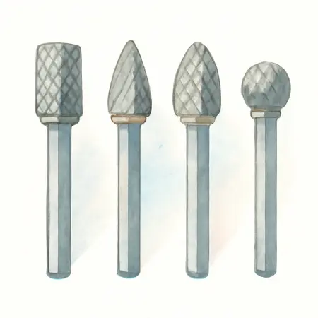 Water color illustrative image of a generic CHIEF 2 in.  Aluma-Cut Genuine Solid Carbide Burrs, 4 Piece