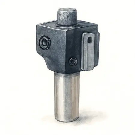 Water color illustrative image of a generic 2 in. Boring Bar Head with 1/2 in. Shank