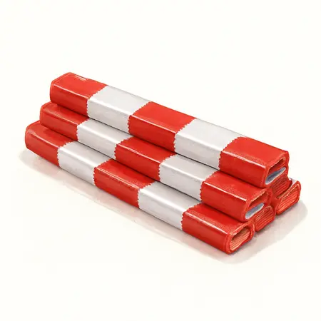 Water color illustrative image of a generic 2 in. x 12 in. Red and White Reflective Strips, 10 Pack