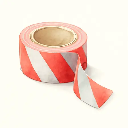 Water color illustrative image of a generic 2 in. x 30 ft. Reflective Tape - Red & Silver Stripes