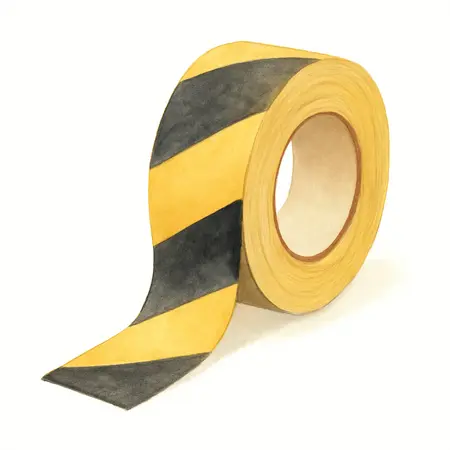 Water color illustrative image of a generic 2 in. x 30 ft. Reflective Tape - Yellow & Black Stripes