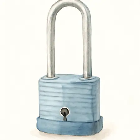 Water color illustrative image of a generic 2 in. Laminated Steel Padlock with Extra Long Shackle