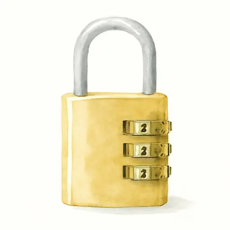Water color illustrative image of a generic 2 in. Solid Body Brass Combination Padlock