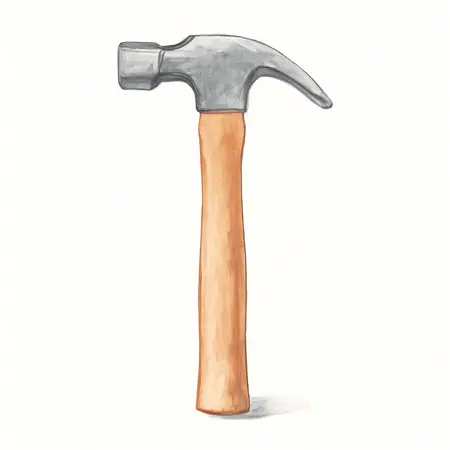 Water color illustrative image of a generic 2 lb. Hardwood Engineers Hammer