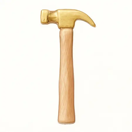 Water color illustrative image of a generic 2 lb. Hickory Handle Brass Hammer