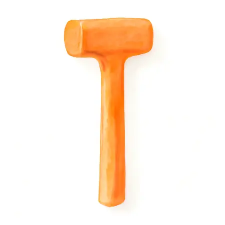Water color illustrative image of a generic 2 lb. Neon Orange Dead Blow Hammer