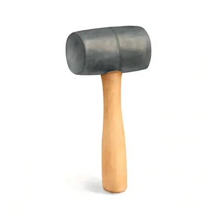 Water color illustrative image of a generic 2 lb. Rubber Mallet