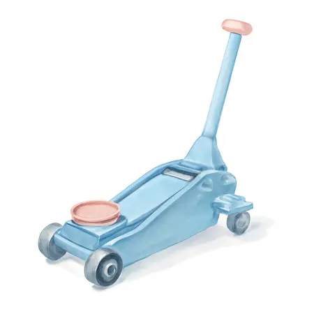 Water color illustrative image of a generic 2 ton Professional Racing Series Aluminum Floor Jack with RAPID PUMP