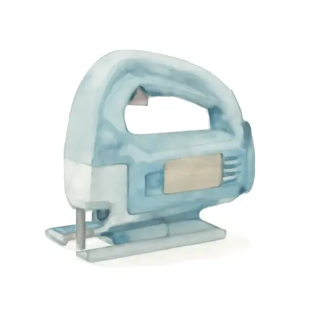 Water color illustrative image of a generic 6.8 Amp 3-3/8 in. Toe-Kick Saw