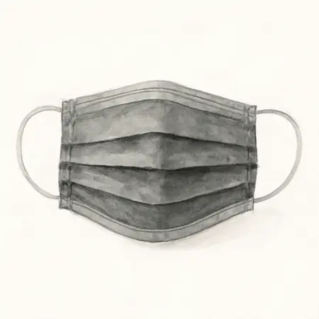 Water color illustrative image of a generic 3-Ply Disposable Face Masks, 10 Pack, Black