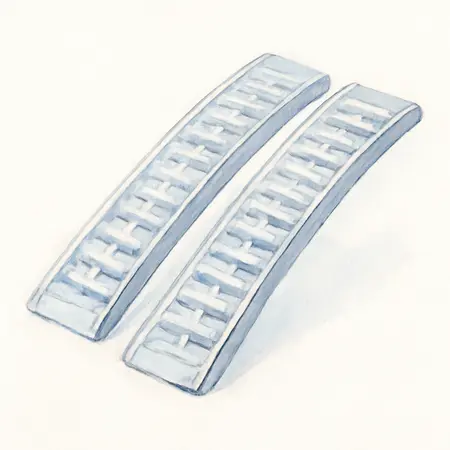 Water color illustrative image of a generic 3000 lb. Capacity, 12 in.  x 90 in. Arched Aluminum Ramps, Set of 2