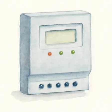 Water color illustrative image of a generic 30 Amp Solar Charge Controller