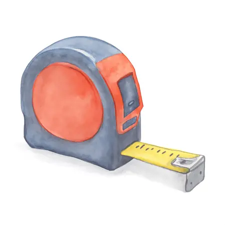 Water color illustrative image of a generic 30 ft. Self-Locking Tape Measure