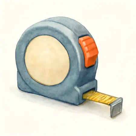 Water color illustrative image of a generic 30 ft. x 1 in. QuikFind Tape Measure with ABS Casing