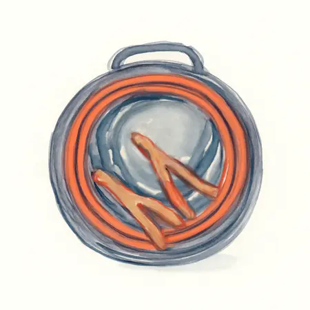 Water color illustrative image of a generic 30 ft., 1 Gauge Heavy Duty Jumper Cables with Storage Case