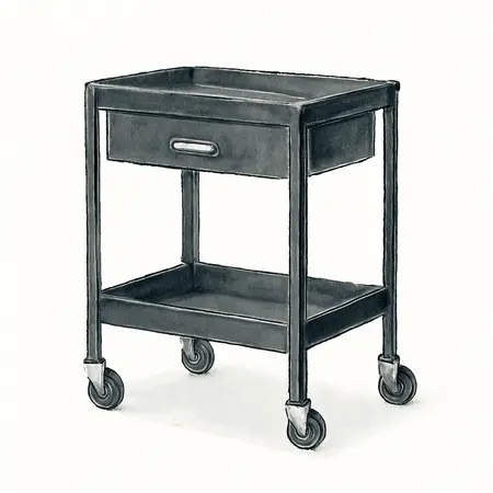 Water color illustrative image of a generic 30 in., 1-Drawer Service Cart, Black